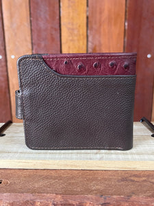 Wallet With Clip - Barcoo - Brown + Shiraz Ostrich Feature