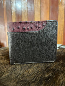 Wallet No Clip - Barcoo - Brown with Shiraz Ostrich
