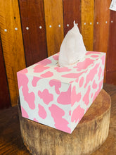 Load image into Gallery viewer, Tissue Box - Pink &amp; White Cowhide Print