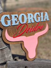Load image into Gallery viewer, Name Sign - Bull Head - Custom
