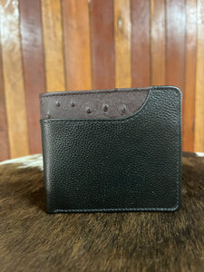 Wallet No Clip - Barcoo - Black with Brandy Ostrich