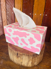 Load image into Gallery viewer, Tissue Box - Pink &amp; White Cowhide Print