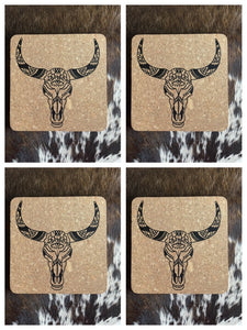 Cork Placemat - Pot Stand - Bull Skull