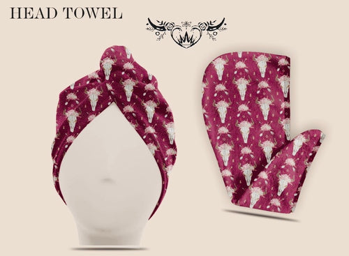 Head Towel - Floral Skulls