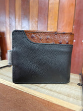 Load image into Gallery viewer, Wallet With Clip - Barcoo - Black + Brown Ostrich Feature