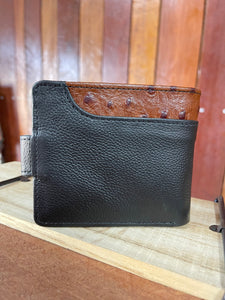 Wallet With Clip - Barcoo - Black + Brown Ostrich Feature