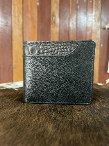 Wallet No Clip - Barcoo - Black with Black/Brown Croc