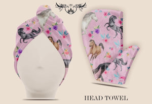 Head Towel - Pink Ponies