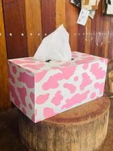 Load image into Gallery viewer, Tissue Box - Pink &amp; White Cowhide Print