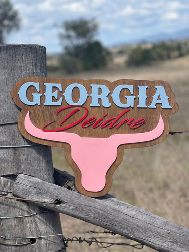 Name Sign - Bull Head - Custom
