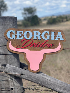 Name Sign - Bull Head - Custom