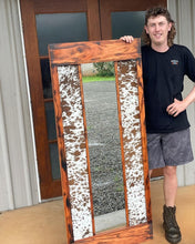 Load image into Gallery viewer, Timber &amp; Cowhide Mirror - Large - PREORDER