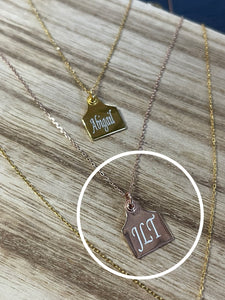AAA Travel Tag Necklace Rose Gold - Engraved