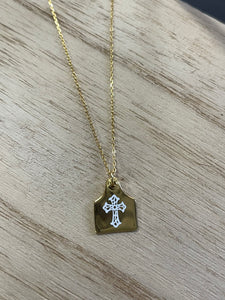 AAA Travel Tag Necklace Yellow Gold ENGRAVED