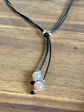 Load image into Gallery viewer, Necklace - ‘Maya’ - Black Leather &amp; Pink Pearl
