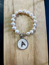 Load image into Gallery viewer, Bracelet - Genuine Freshwater Pearl + Branded Initial