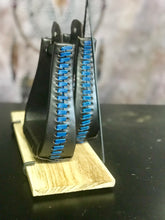 Load image into Gallery viewer, Stirrups - Brown Leather with Blue Leather Stitching