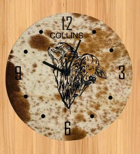 Clock - Personalised - Cowhide