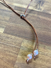 Load image into Gallery viewer, Necklace - ‘Maya’ - Tan Leather &amp; Pink Pearls