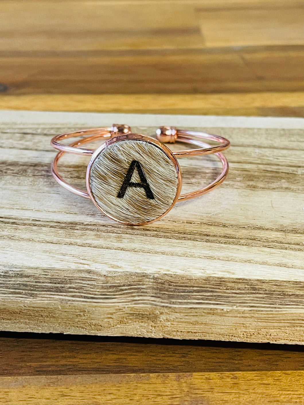 Bangle - Cowhide Personalised Rose Gold