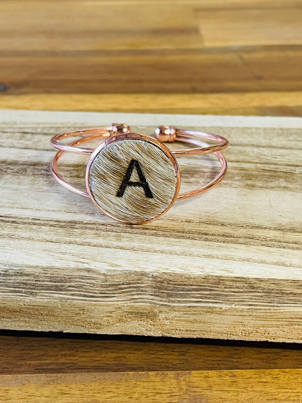 Bangle - Cowhide Personalised Rose Gold