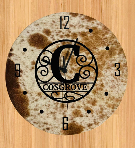 Clock - Personalised - Cowhide