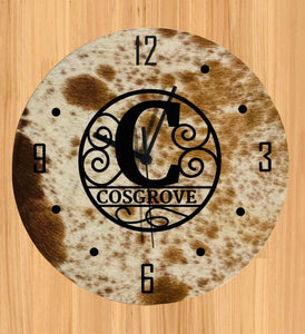 Clock - Personalised - Cowhide