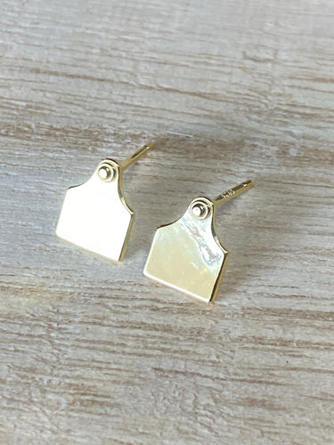 Earrings - Cattle Ear Tag - Yellow Gold