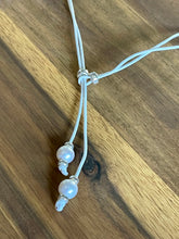 Load image into Gallery viewer, Necklace - ‘Maya’ - White Leather &amp; White Pearls