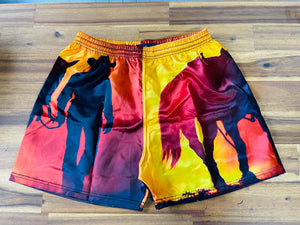 Boxer Shorts - Sunset Silhouette Walking With Horse