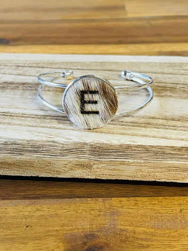 Bangle - Cowhide Personalised Silver