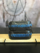Load image into Gallery viewer, Stirrups - Brown Leather with Blue Leather Stitching