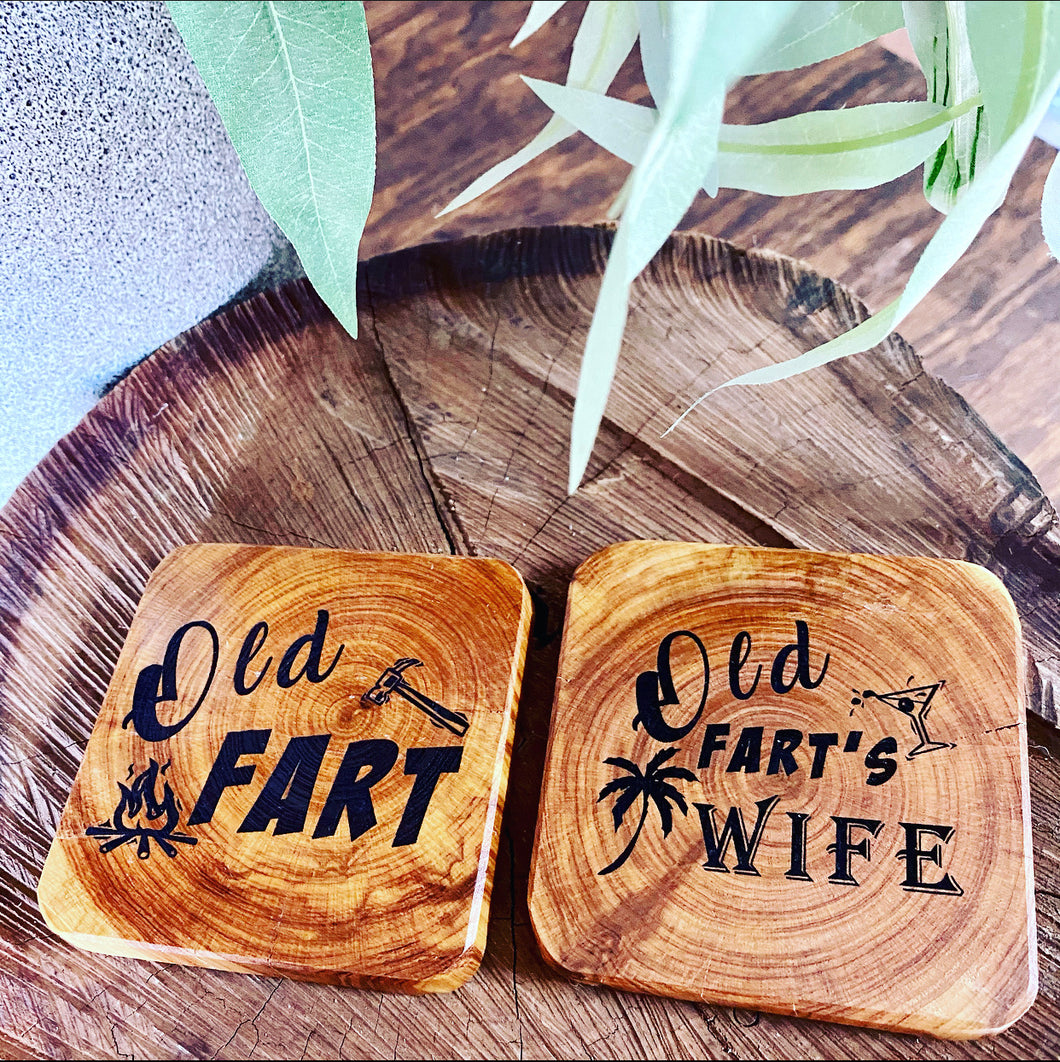 Coasters - Old Fart & Old Fart’s Wife - 2pk - Preorder -