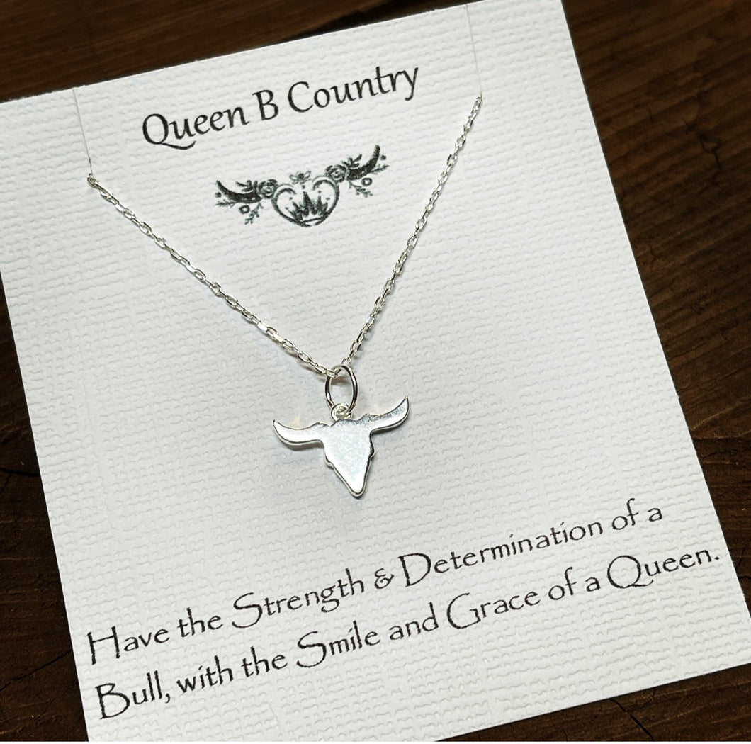 Necklace - Bullhead - Strength & Determination - Sterling Silver