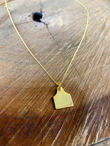 AAA - Necklace - Cattle Ear Tag - Pendant & Chain - Sterling Silver, Rose Gold, Yellow Gold
