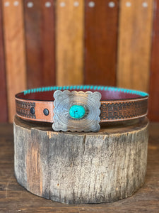 Belt - Tooled Leather + Turquoise