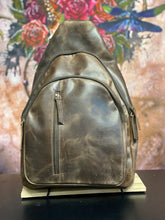 Load image into Gallery viewer, Backpack Sling Crossbody - Brown Leather
