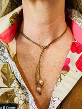 Load image into Gallery viewer, Necklace - ‘Maya’ - Tan Leather &amp; Pink Pearls