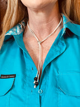 Load image into Gallery viewer, Necklace - ‘Maya’ - White Leather &amp; Black Pearls