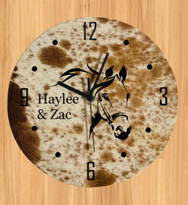 Clock - Personalised - Cowhide