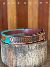 Load image into Gallery viewer, Belt - Tooled Leather + Turquoise