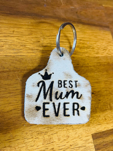 Branding - Cattle Ear Tag Keyring - Best Mum Ever