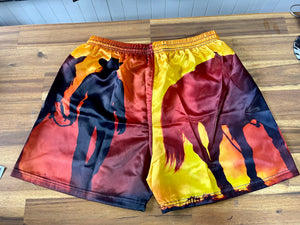 Boxer Shorts - Sunset Silhouette Walking With Horse